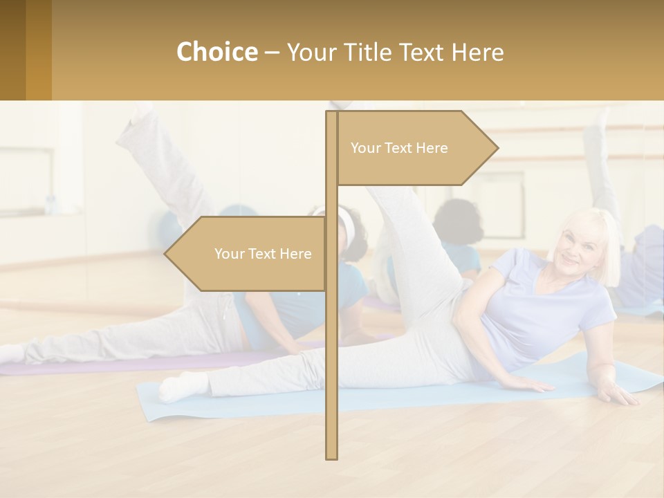A Group Of Women Doing Yoga In A Gym PowerPoint Template
