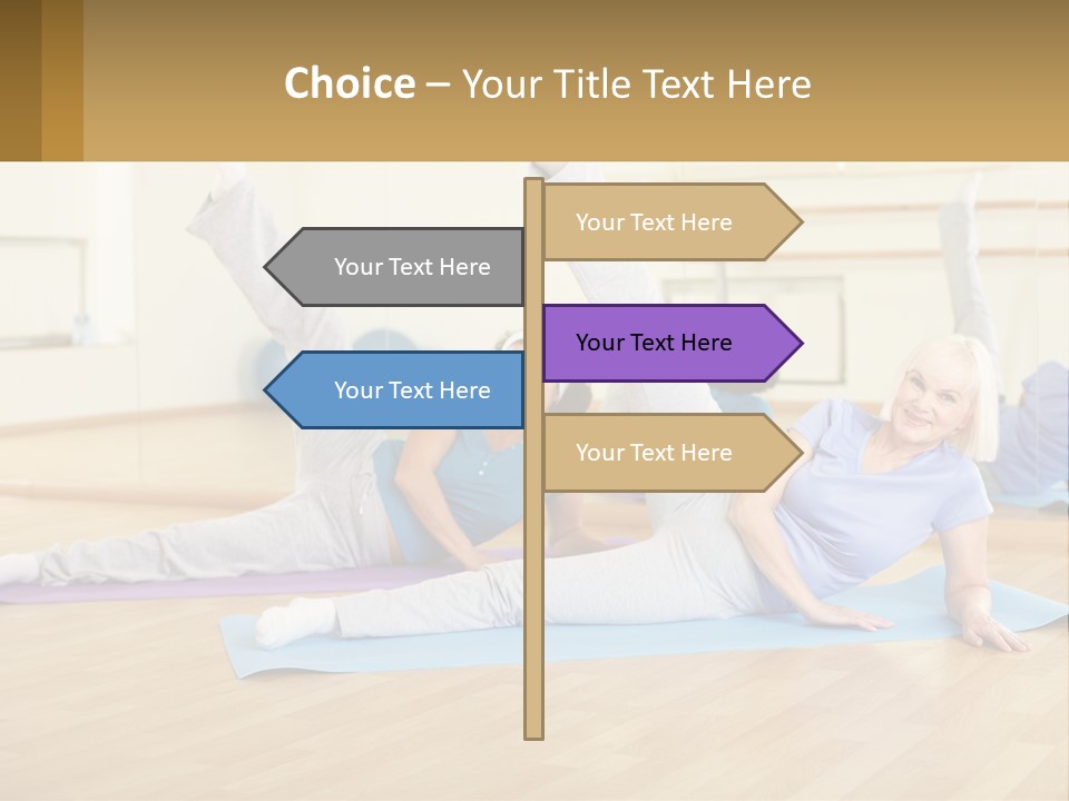 A Group Of Women Doing Yoga In A Gym PowerPoint Template