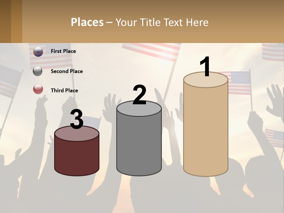 A Group Of People Holding American Flags In The Air PowerPoint Template