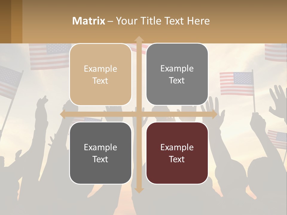A Group Of People Holding American Flags In The Air PowerPoint Template