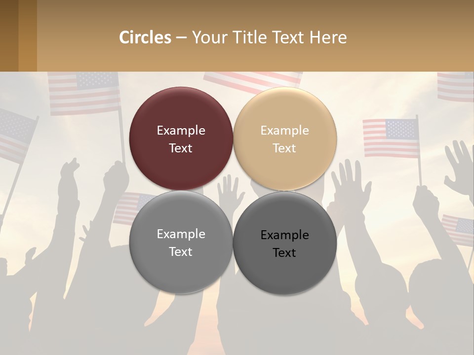 A Group Of People Holding American Flags In The Air PowerPoint Template