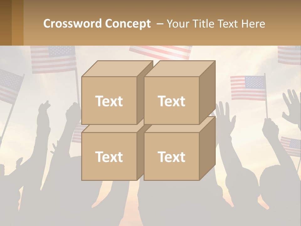 A Group Of People Holding American Flags In The Air PowerPoint Template