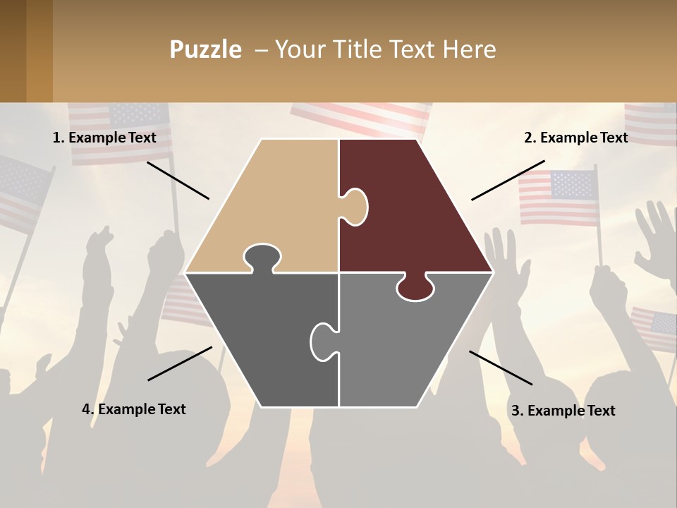 A Group Of People Holding American Flags In The Air PowerPoint Template