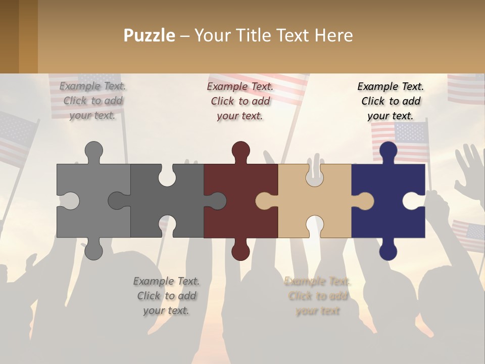 A Group Of People Holding American Flags In The Air PowerPoint Template