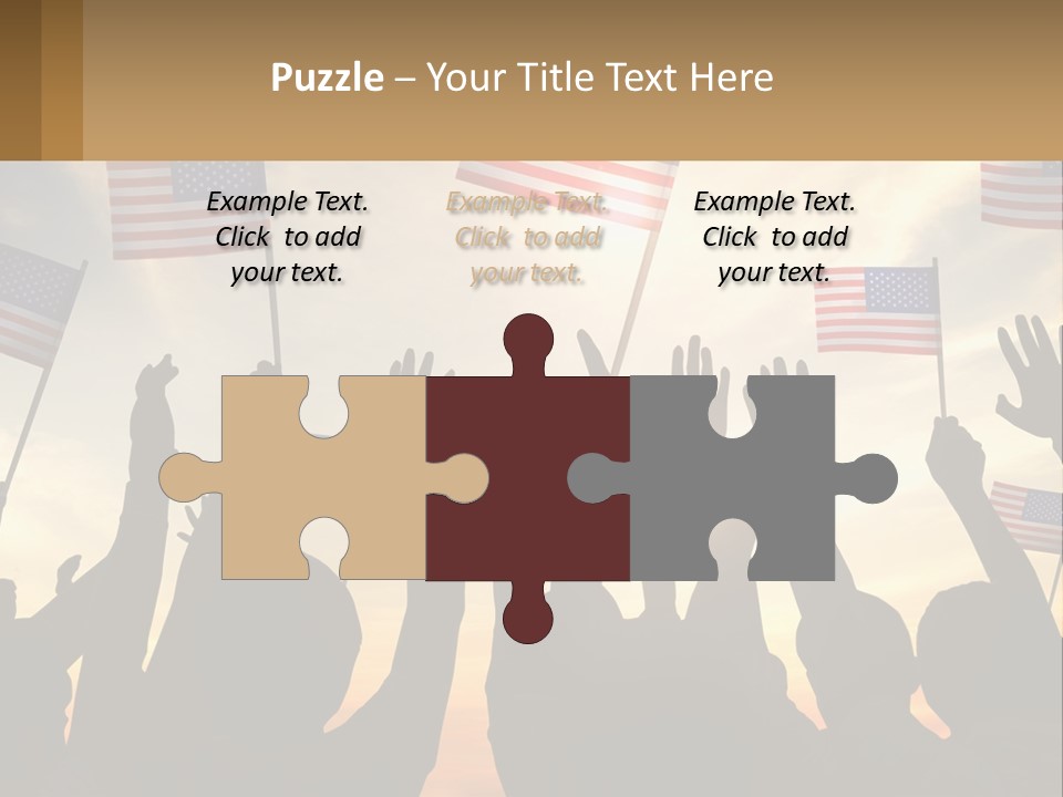 A Group Of People Holding American Flags In The Air PowerPoint Template