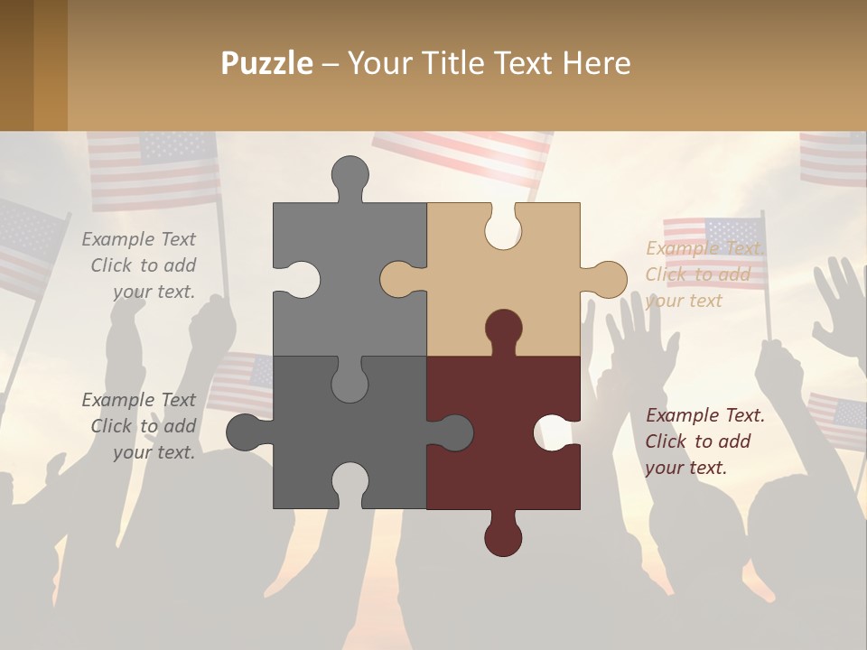 A Group Of People Holding American Flags In The Air PowerPoint Template