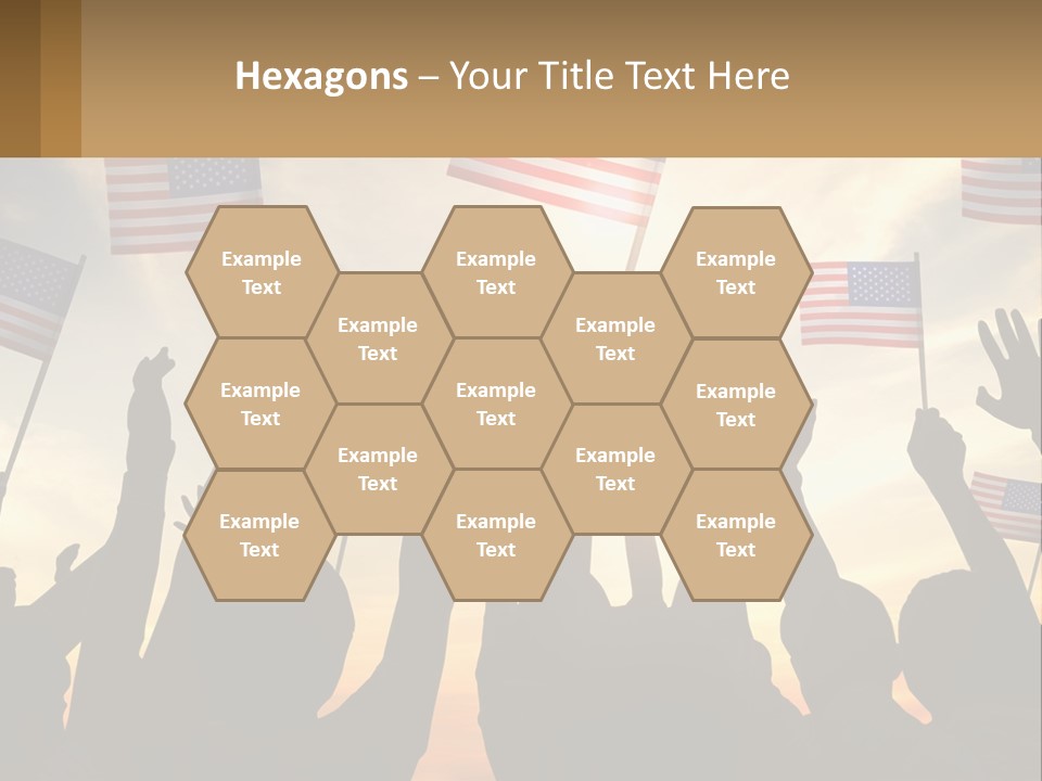 A Group Of People Holding American Flags In The Air PowerPoint Template