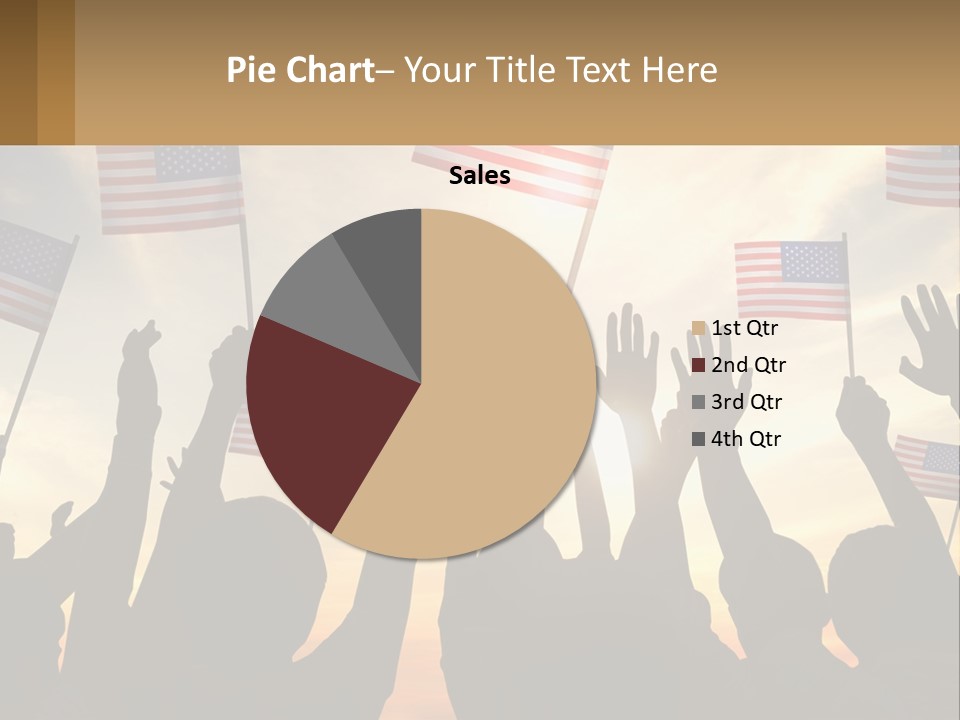 A Group Of People Holding American Flags In The Air PowerPoint Template