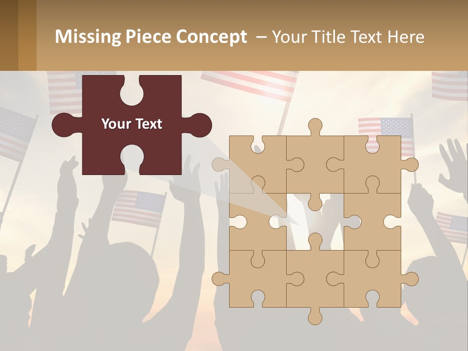 A Group Of People Holding American Flags In The Air PowerPoint Template