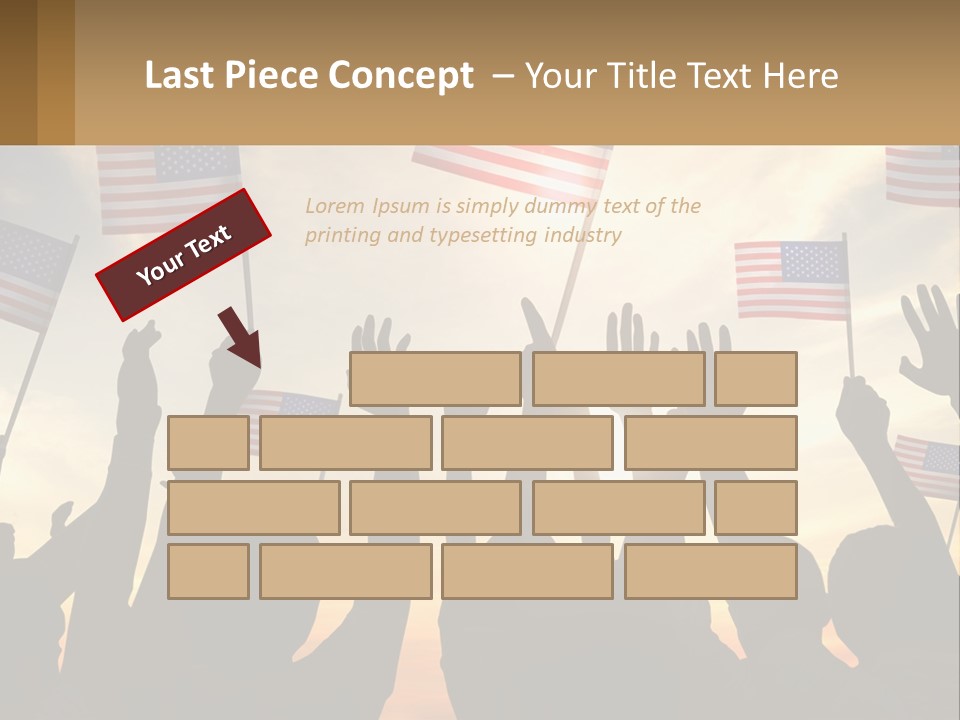 A Group Of People Holding American Flags In The Air PowerPoint Template