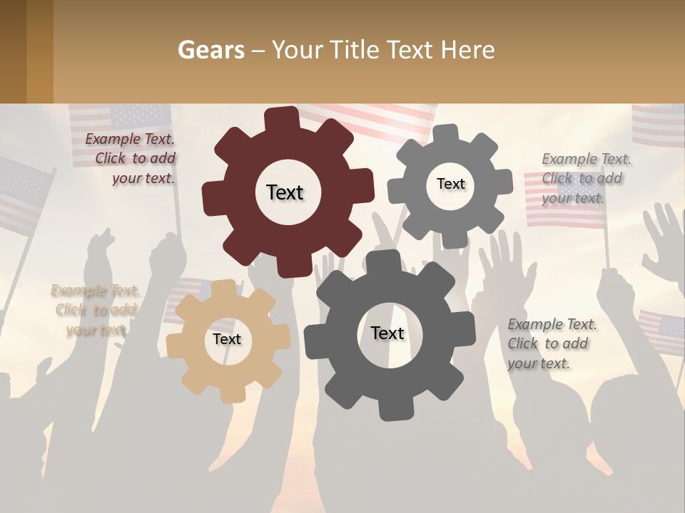 A Group Of People Holding American Flags In The Air PowerPoint Template