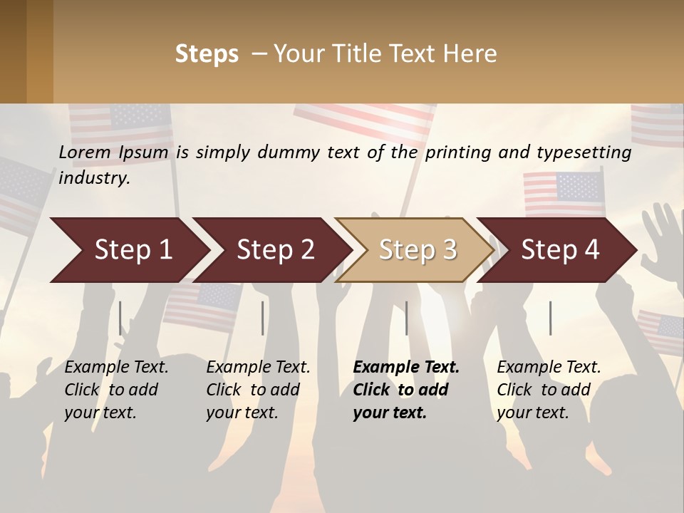 A Group Of People Holding American Flags In The Air PowerPoint Template