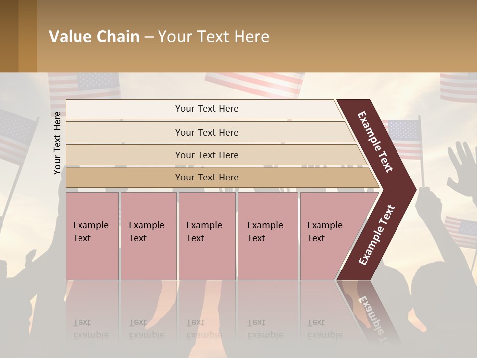 A Group Of People Holding American Flags In The Air PowerPoint Template