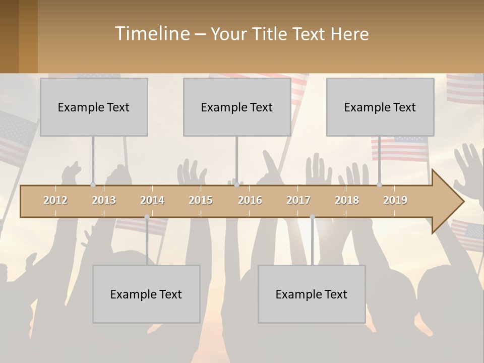 A Group Of People Holding American Flags In The Air PowerPoint Template