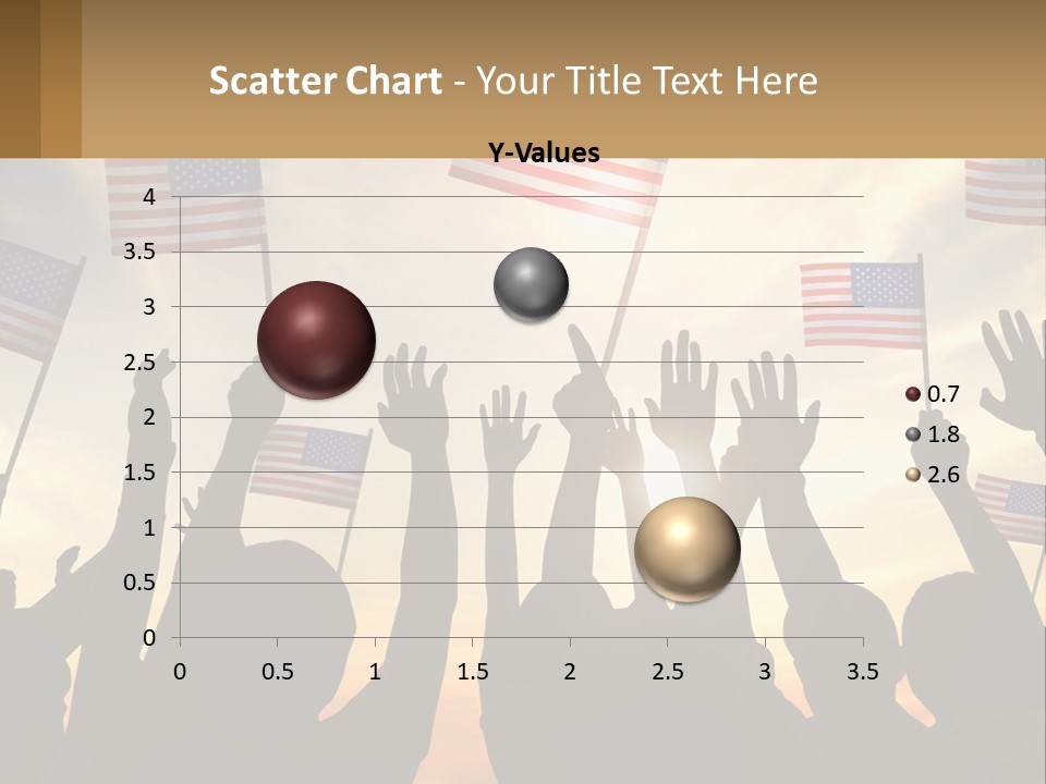 A Group Of People Holding American Flags In The Air PowerPoint Template