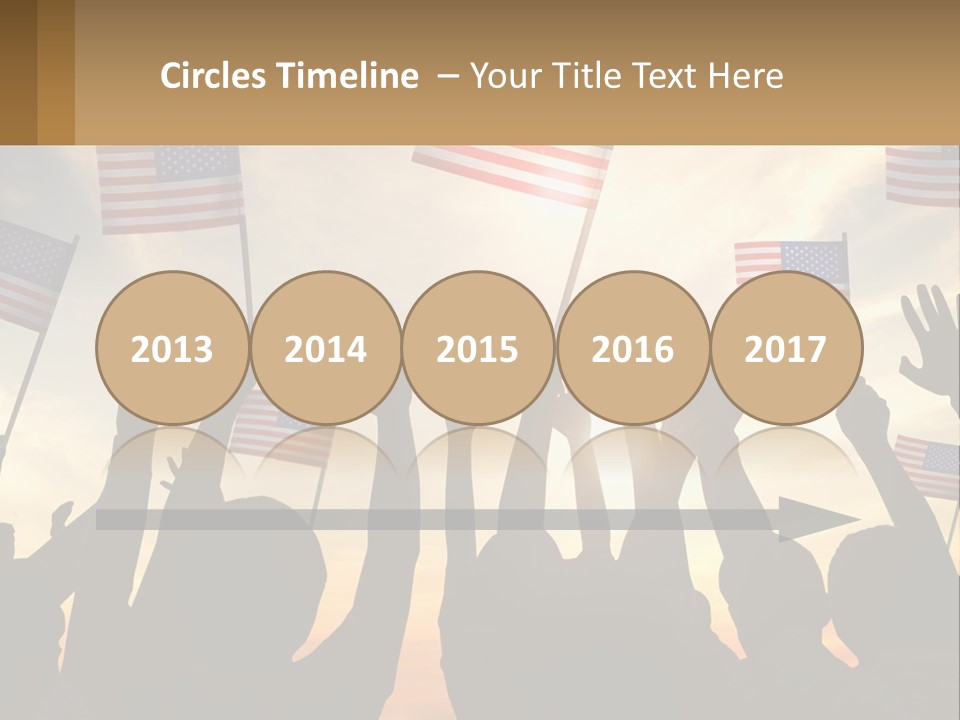 A Group Of People Holding American Flags In The Air PowerPoint Template