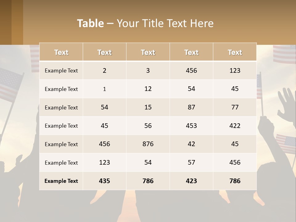A Group Of People Holding American Flags In The Air PowerPoint Template