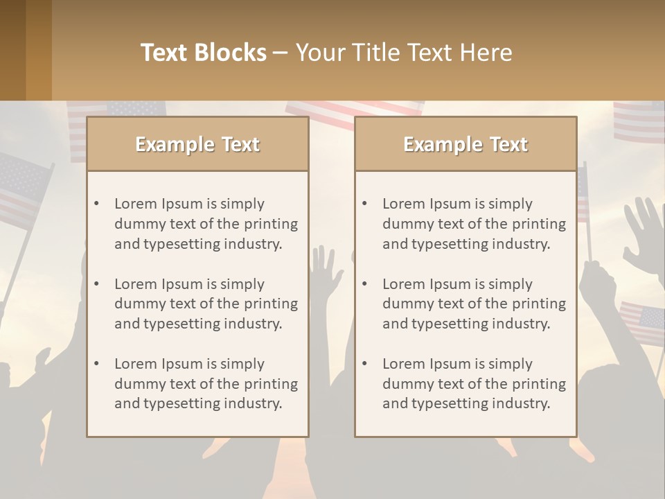 A Group Of People Holding American Flags In The Air PowerPoint Template