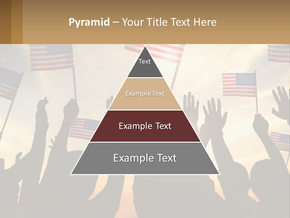 A Group Of People Holding American Flags In The Air PowerPoint Template