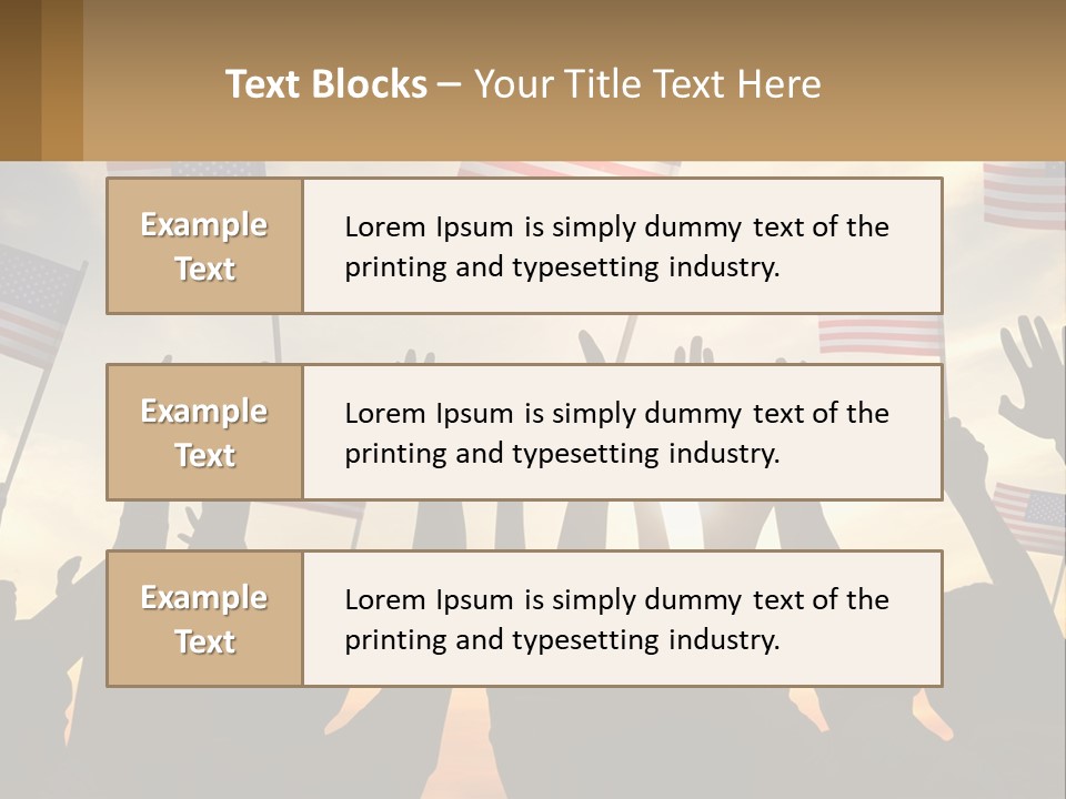 A Group Of People Holding American Flags In The Air PowerPoint Template