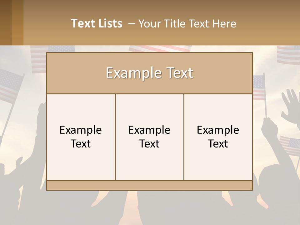 A Group Of People Holding American Flags In The Air PowerPoint Template