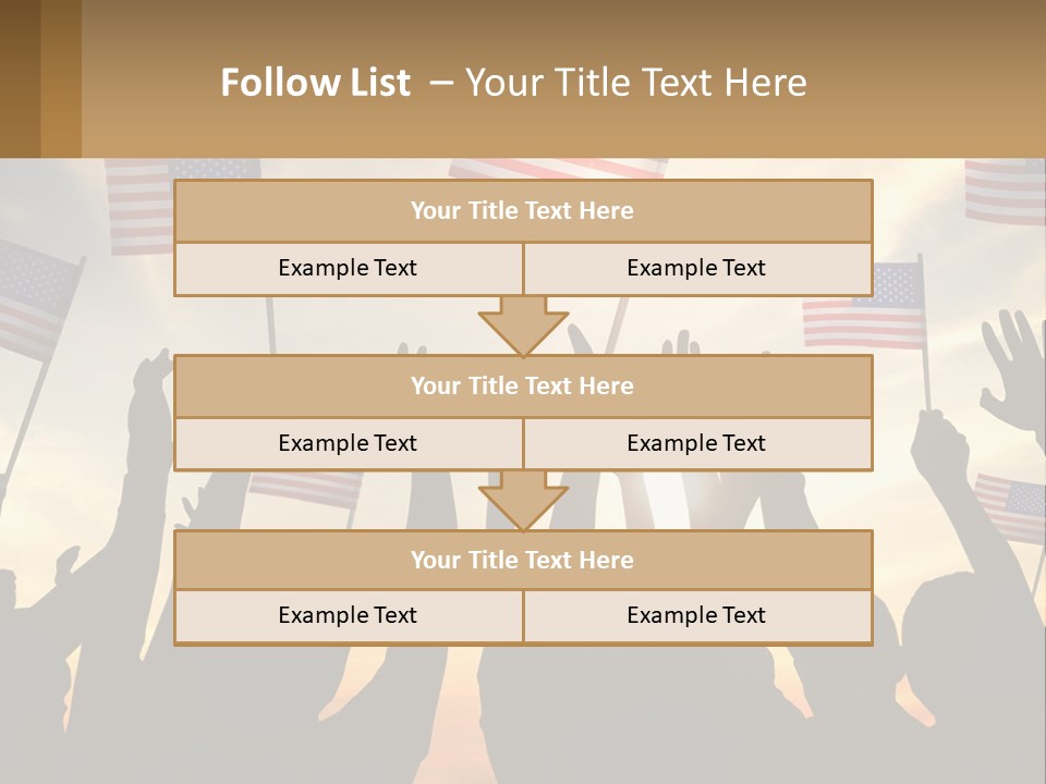 A Group Of People Holding American Flags In The Air PowerPoint Template