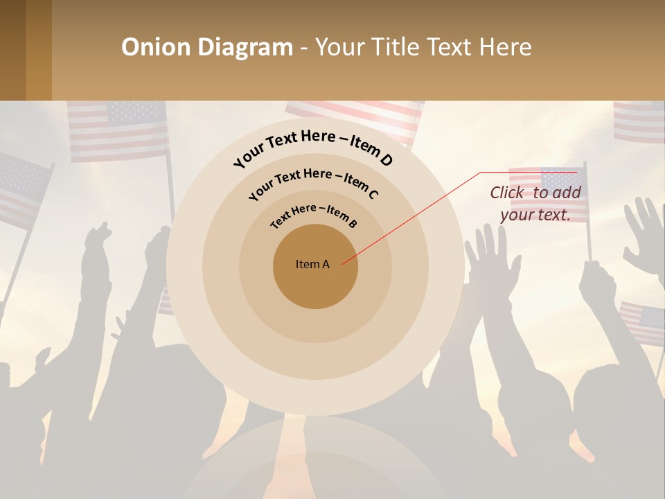 A Group Of People Holding American Flags In The Air PowerPoint Template