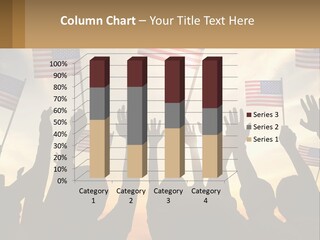 A Group Of People Holding American Flags In The Air PowerPoint Template