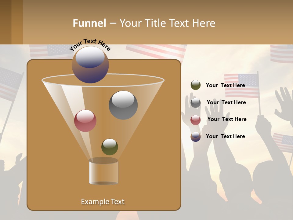 A Group Of People Holding American Flags In The Air PowerPoint Template