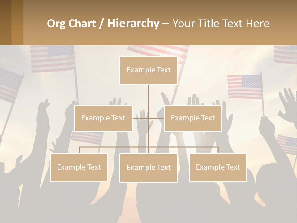 A Group Of People Holding American Flags In The Air PowerPoint Template