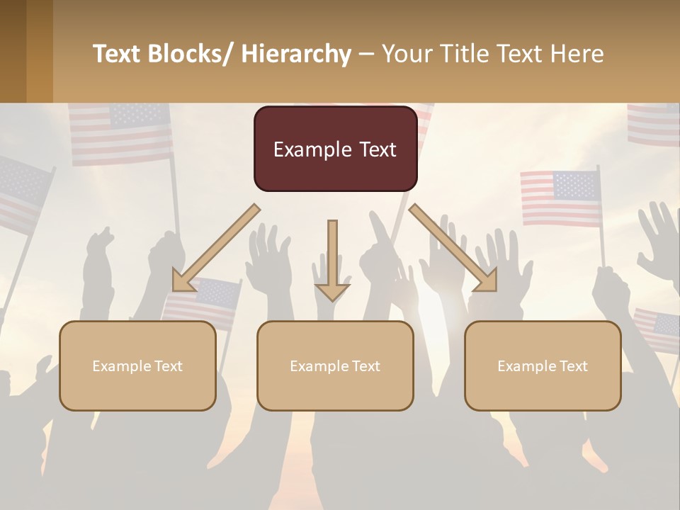 A Group Of People Holding American Flags In The Air PowerPoint Template