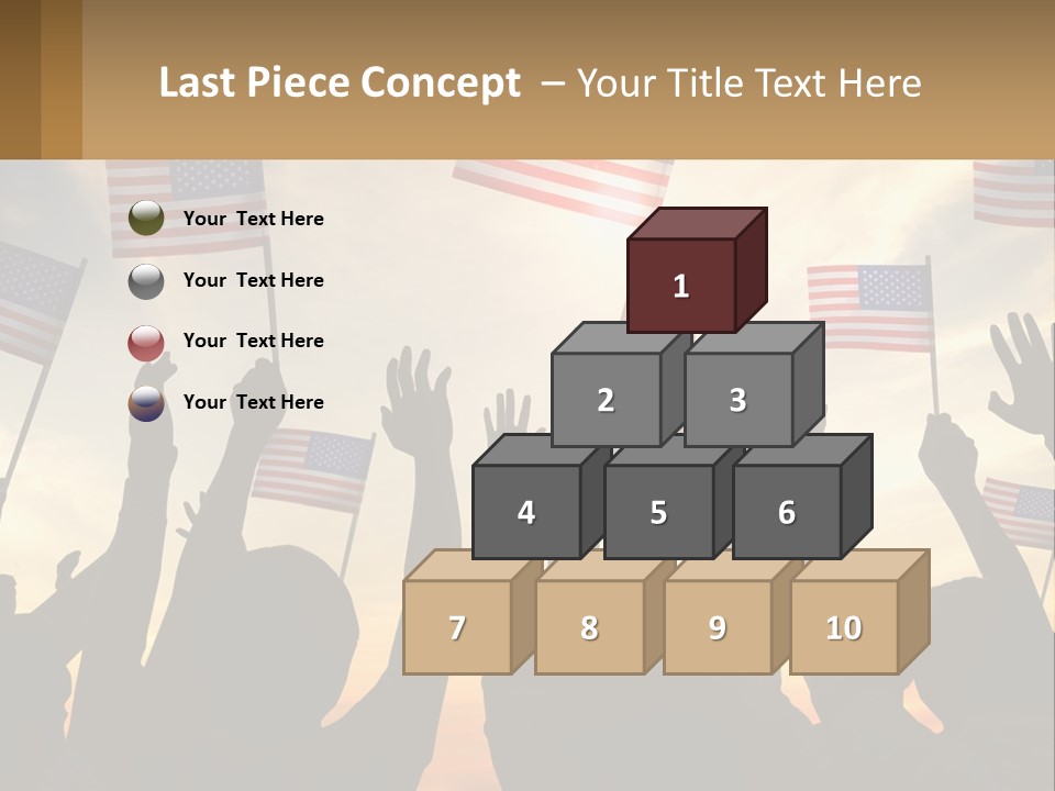 A Group Of People Holding American Flags In The Air PowerPoint Template