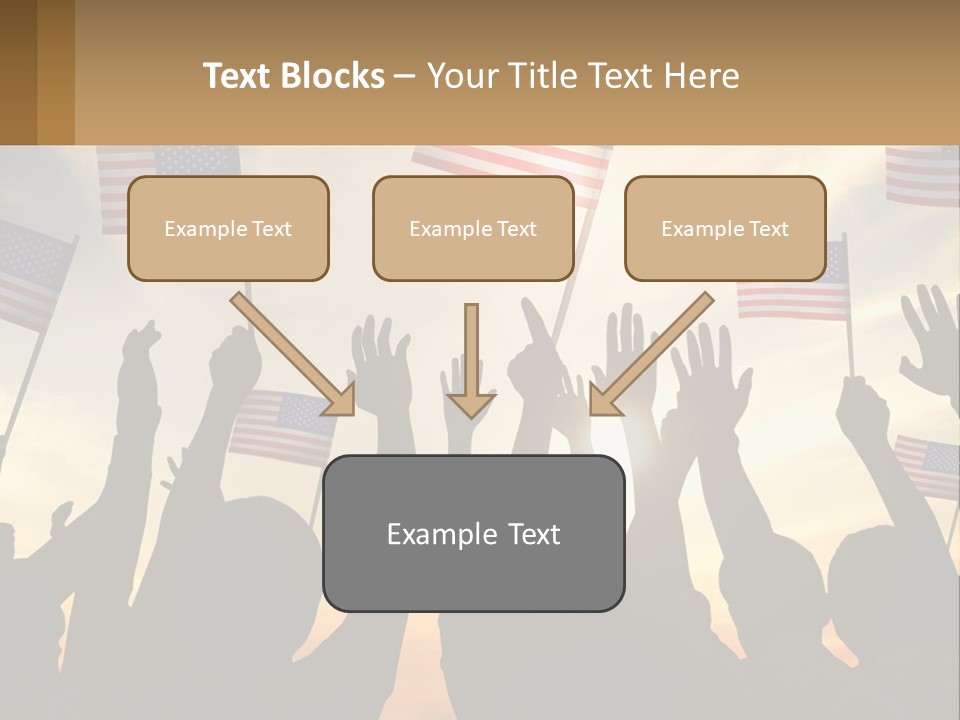 A Group Of People Holding American Flags In The Air PowerPoint Template