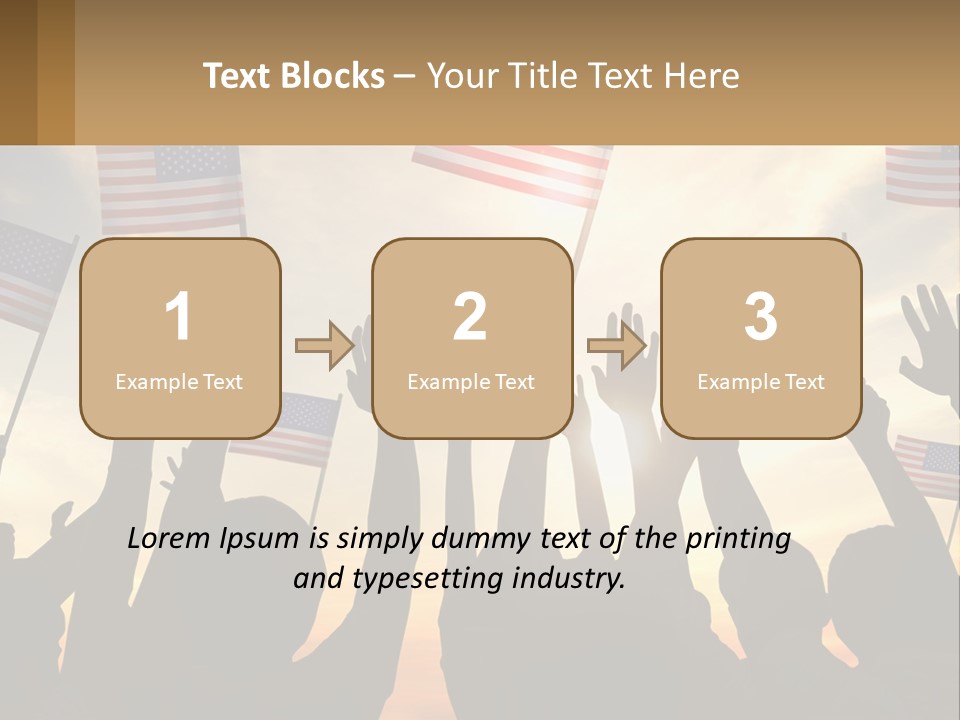 A Group Of People Holding American Flags In The Air PowerPoint Template