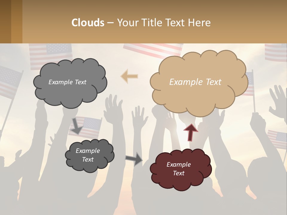 A Group Of People Holding American Flags In The Air PowerPoint Template