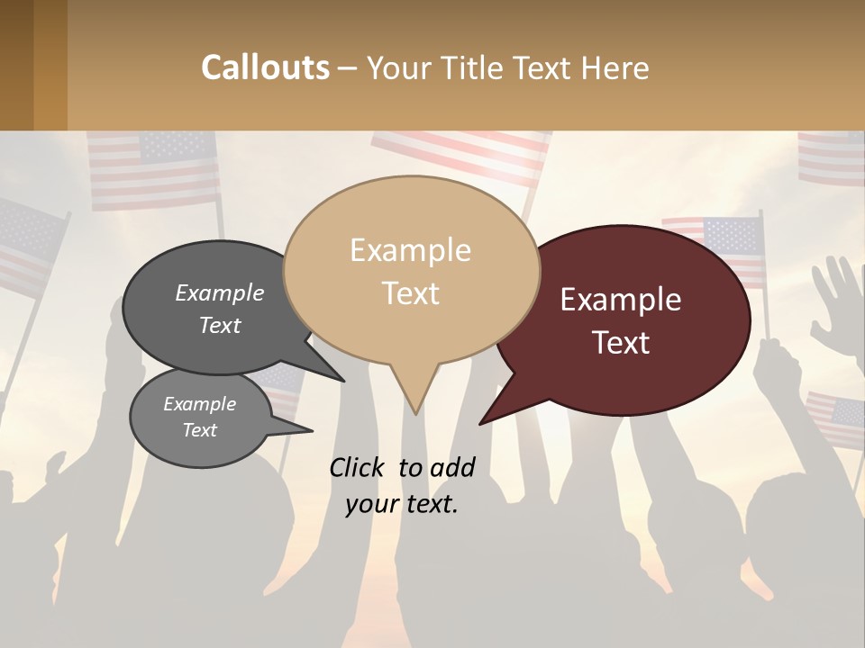 A Group Of People Holding American Flags In The Air PowerPoint Template