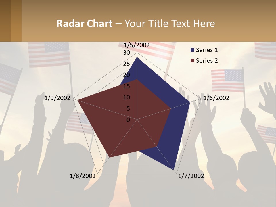 A Group Of People Holding American Flags In The Air PowerPoint Template
