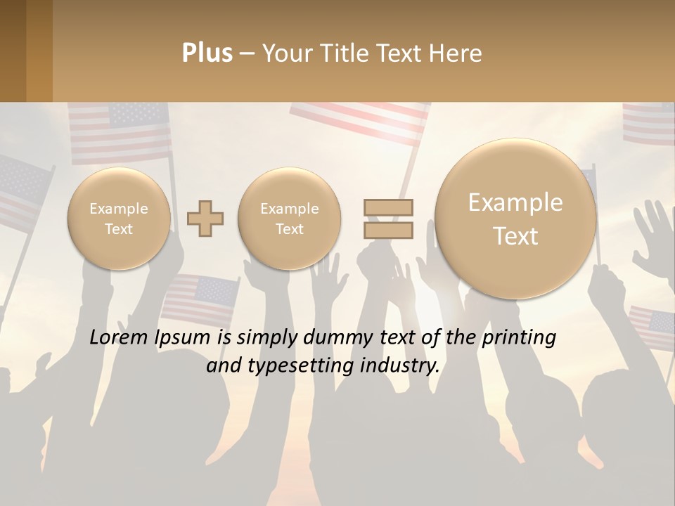 A Group Of People Holding American Flags In The Air PowerPoint Template