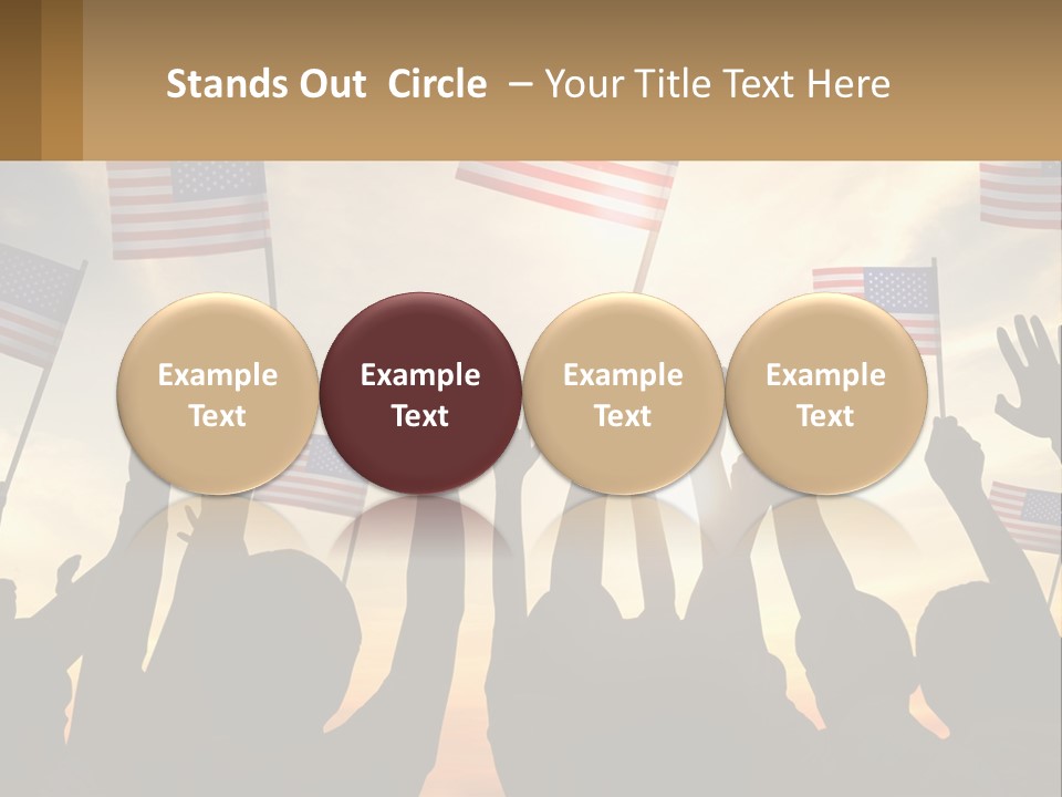 A Group Of People Holding American Flags In The Air PowerPoint Template