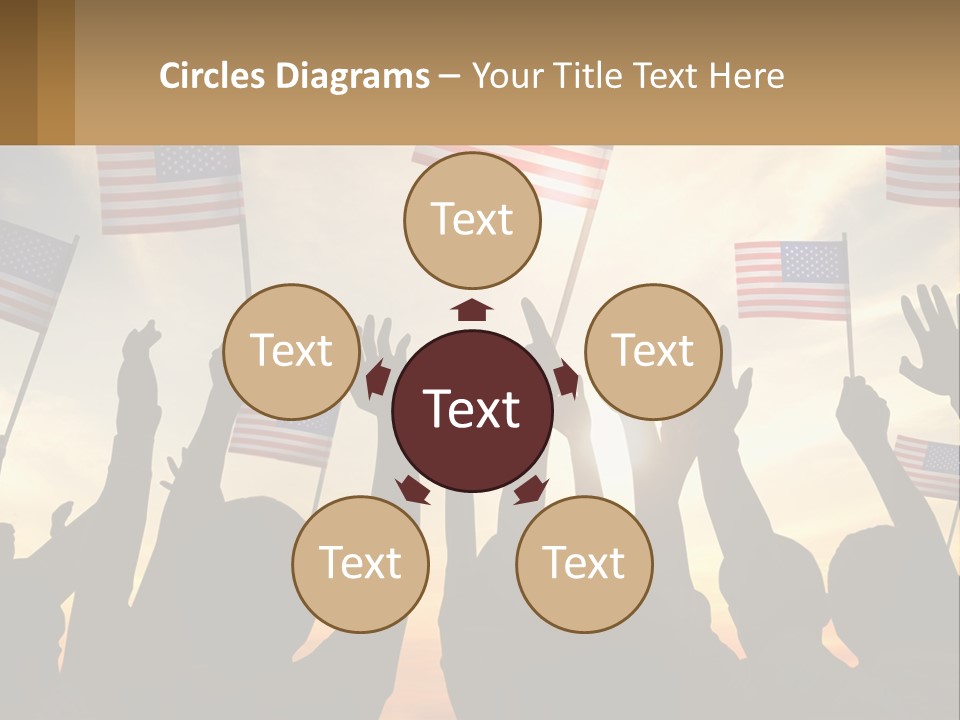A Group Of People Holding American Flags In The Air PowerPoint Template