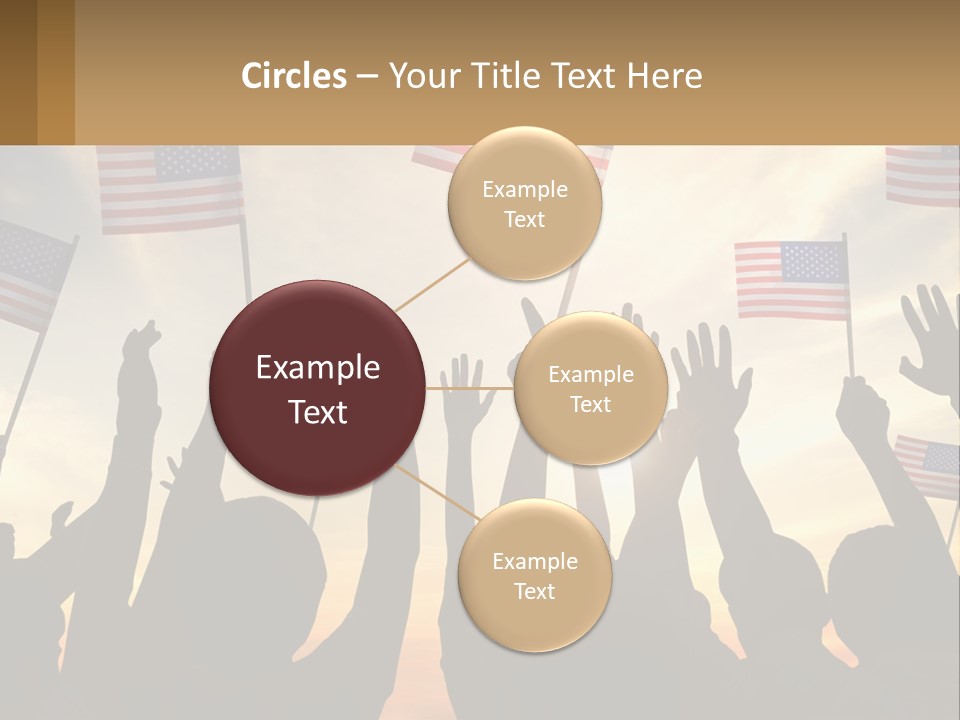 A Group Of People Holding American Flags In The Air PowerPoint Template