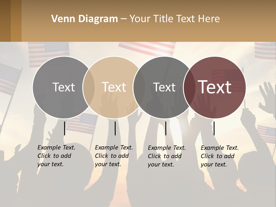 A Group Of People Holding American Flags In The Air PowerPoint Template