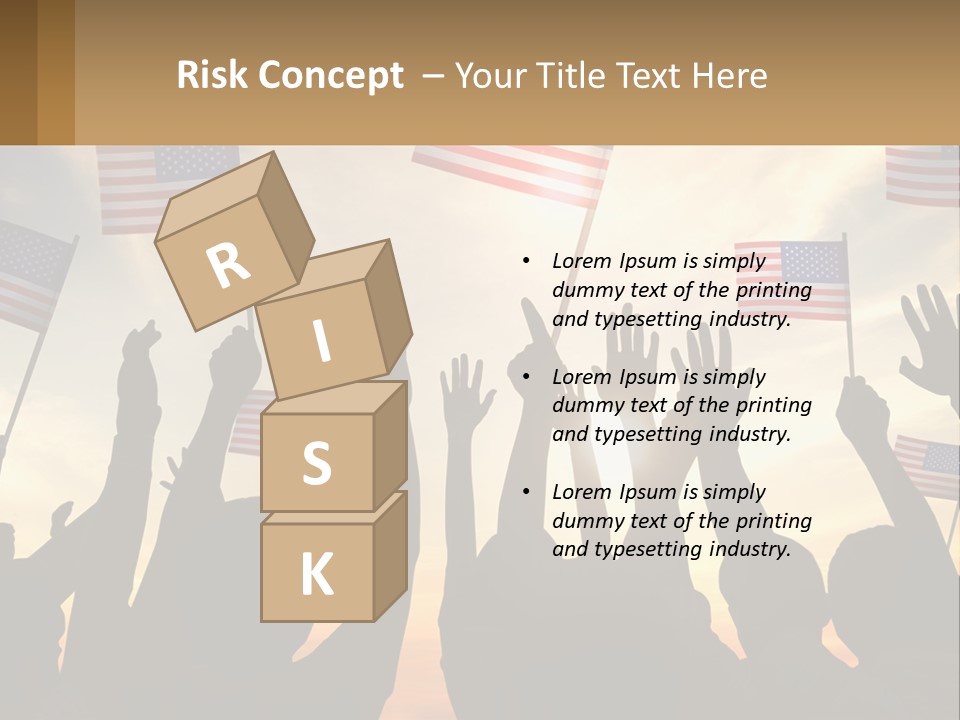 A Group Of People Holding American Flags In The Air PowerPoint Template