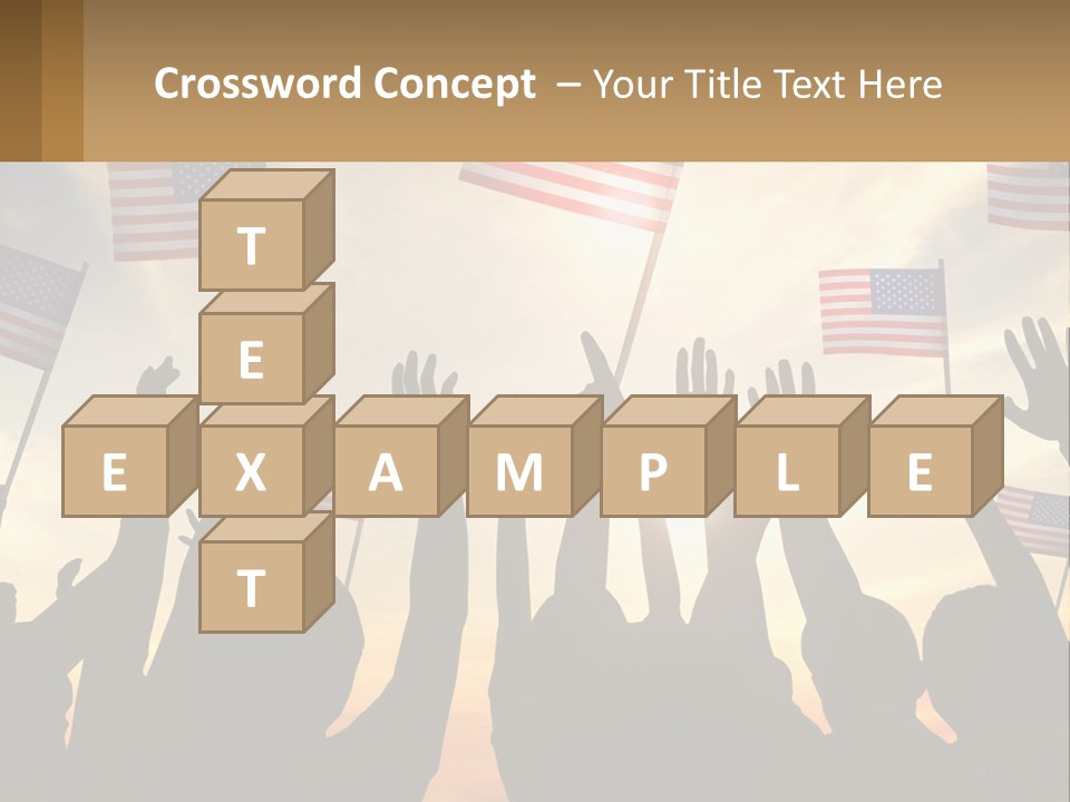 A Group Of People Holding American Flags In The Air PowerPoint Template