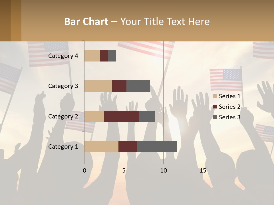 A Group Of People Holding American Flags In The Air PowerPoint Template