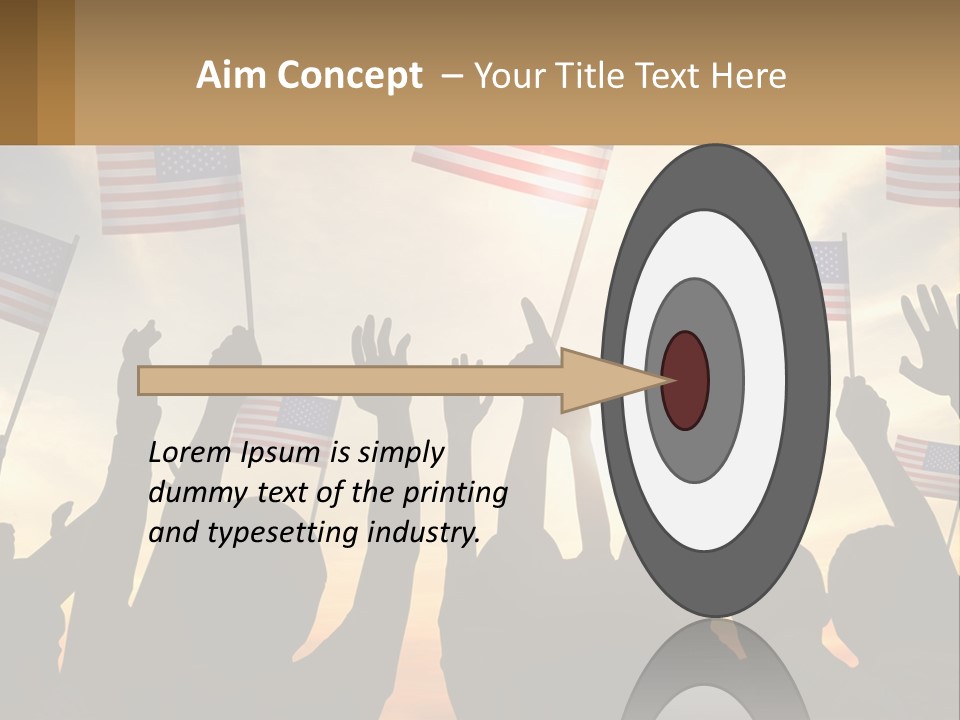 A Group Of People Holding American Flags In The Air PowerPoint Template