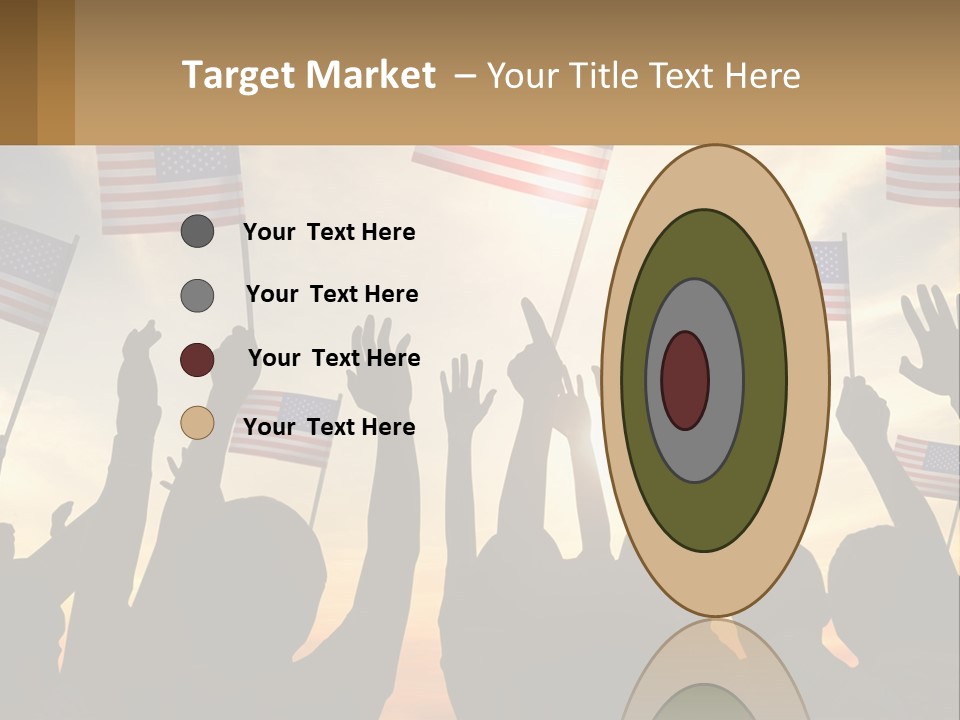 A Group Of People Holding American Flags In The Air PowerPoint Template