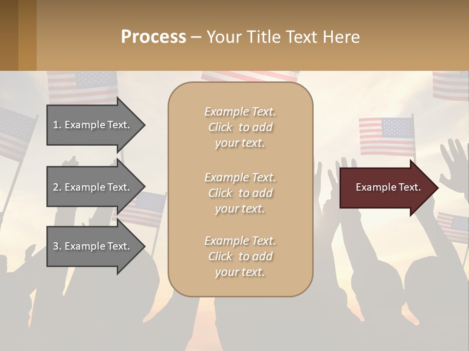 A Group Of People Holding American Flags In The Air PowerPoint Template