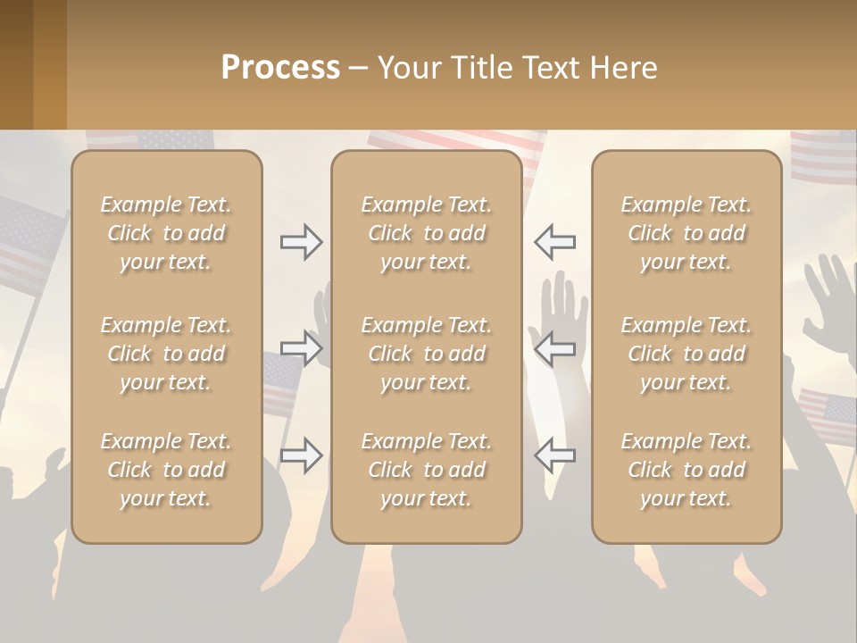 A Group Of People Holding American Flags In The Air PowerPoint Template