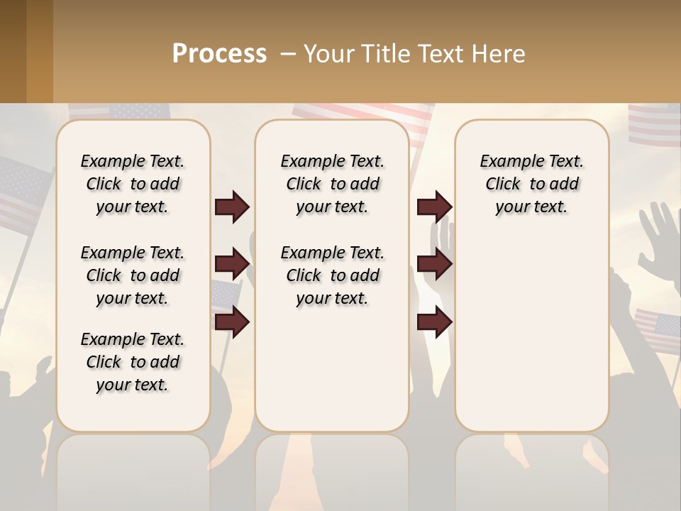 A Group Of People Holding American Flags In The Air PowerPoint Template